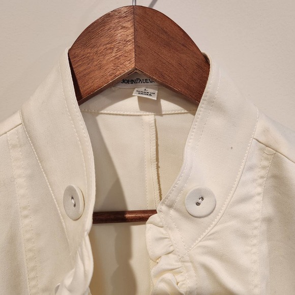Jon Paul Richard Womens Ivory Short Sleeve Open Jacket Size Large Stretch - Picture 2 of 9